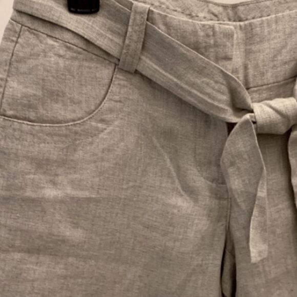 GARNET HILL  Linen Shorts with Cuffs and Tie Waist - Picture 4 of 9